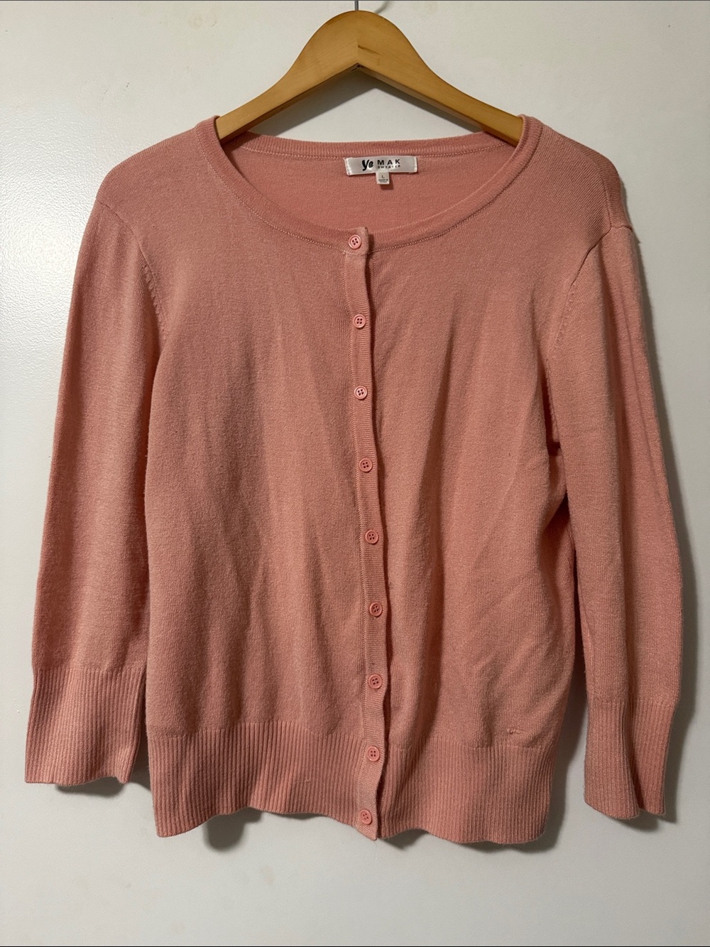 Soft Peach Button-Up Cardigan